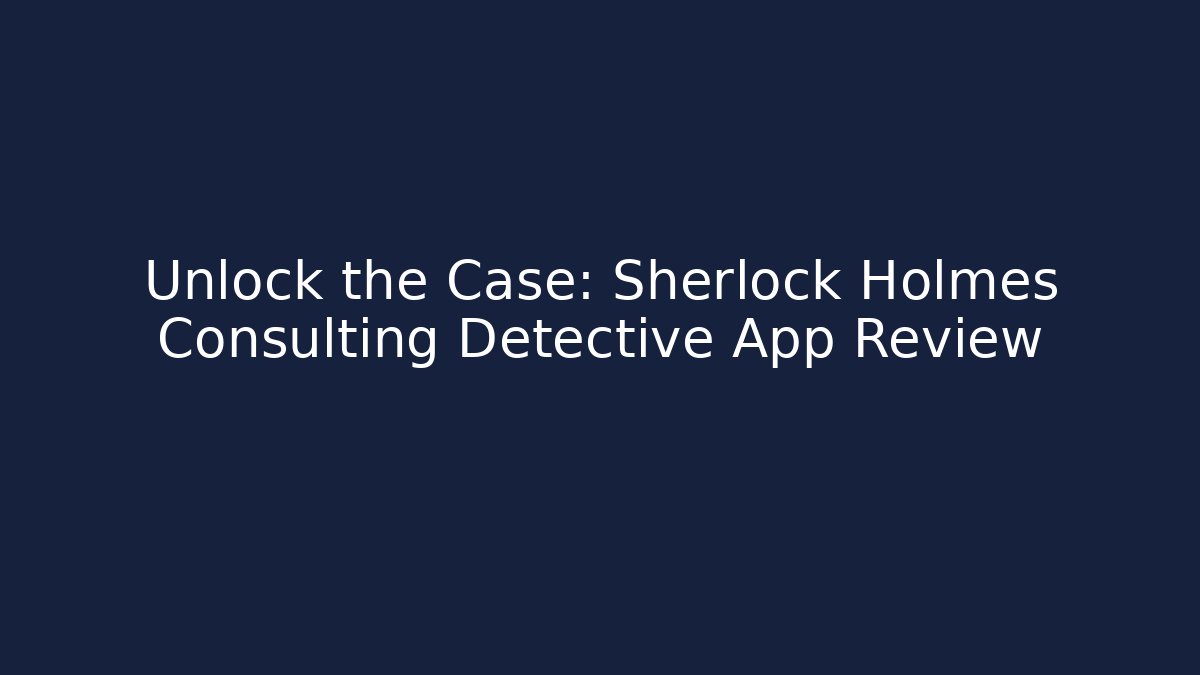 Unlock the Case: Sherlock Holmes Consulting Detective App Review