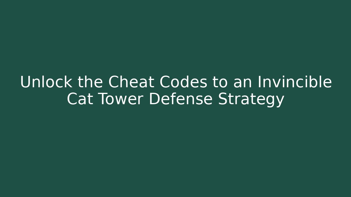 Unlock the Cheat Codes to an Invincible Cat Tower Defense Strategy