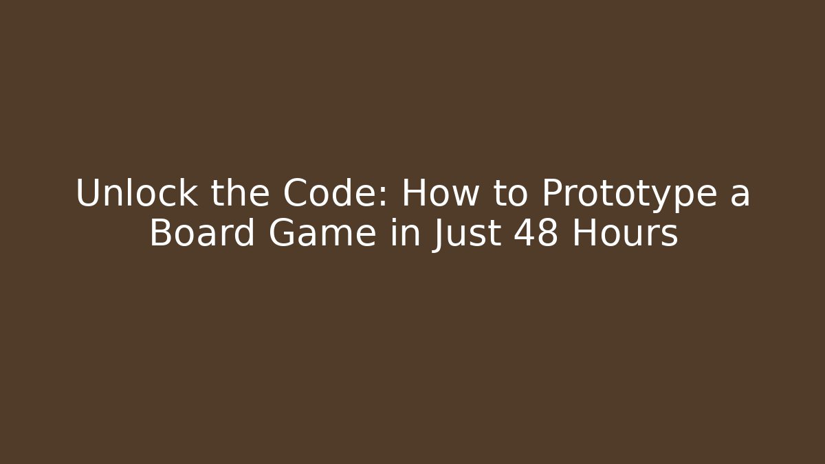 Unlock the Code: How to Prototype a Board Game in Just 48 Hours