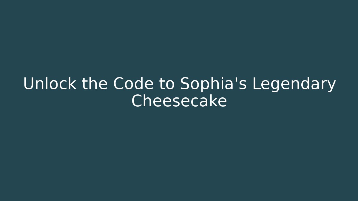 Unlock the Code to Sophia's Legendary Cheesecake