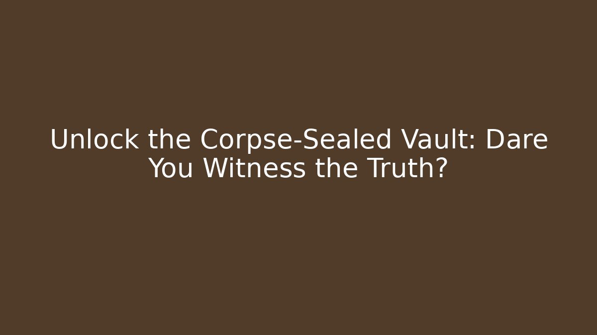 Unlock the Corpse-Sealed Vault: Dare You Witness the Truth?