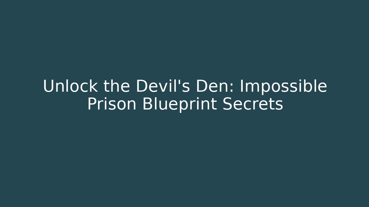 Unlock the Devil's Den: Impossible Prison Blueprint Secrets