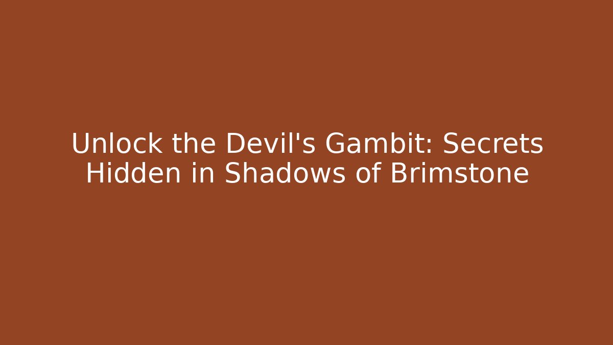 Unlock the Devil's Gambit: Secrets Hidden in Shadows of Brimstone