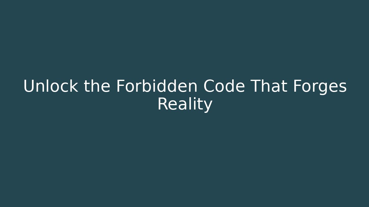 Unlock the Forbidden Code That Forges Reality