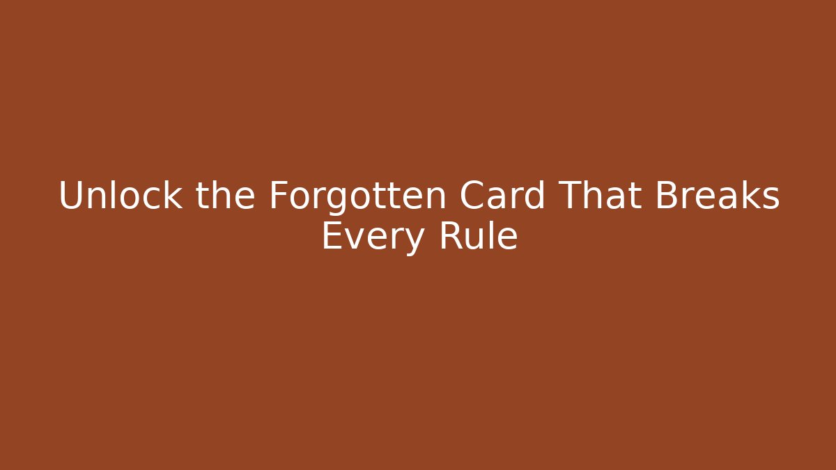 Unlock the Forgotten Card That Breaks Every Rule - Critter Realm