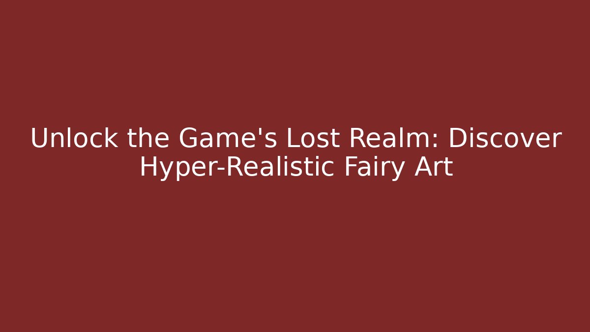 Unlock the Game's Lost Realm: Discover Hyper-Realistic Fairy Art