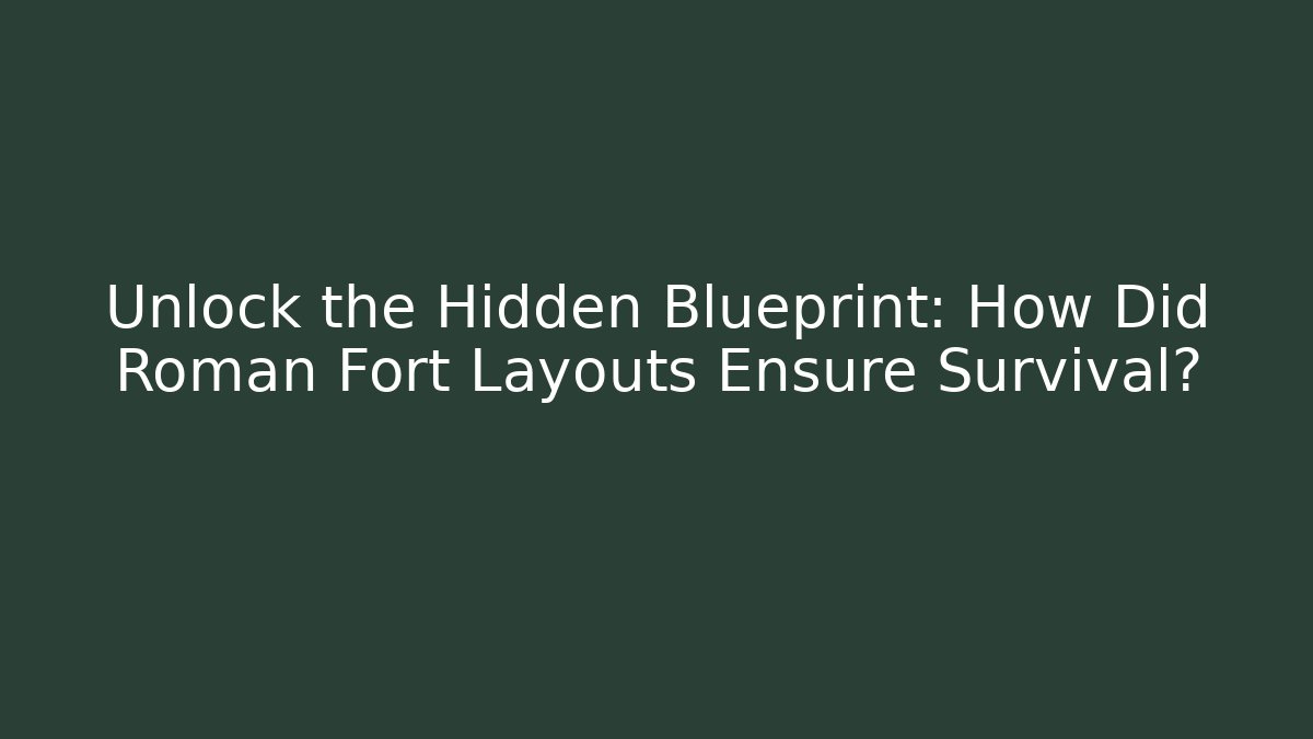 Unlock the Hidden Blueprint: How Did Roman Fort Layouts Ensure Survival?