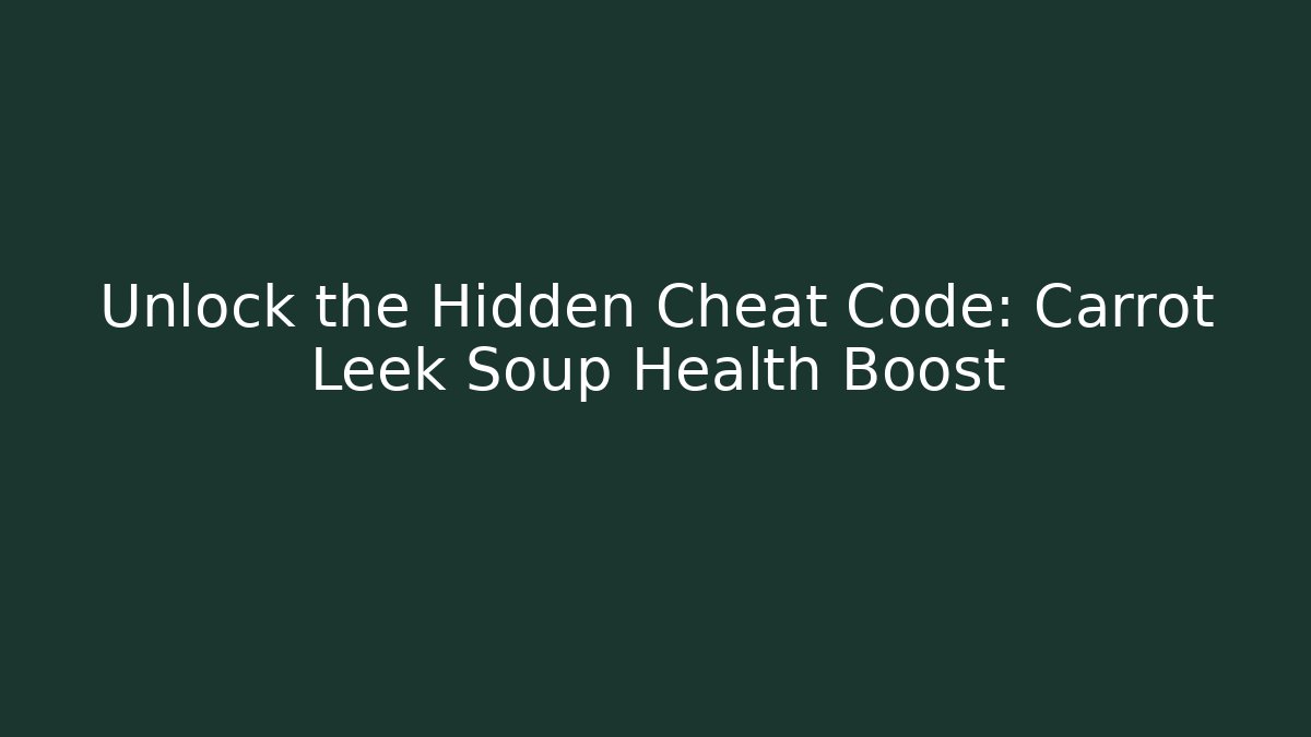 Unlock the Hidden Cheat Code: Carrot Leek Soup Health Boost - Critter Realm