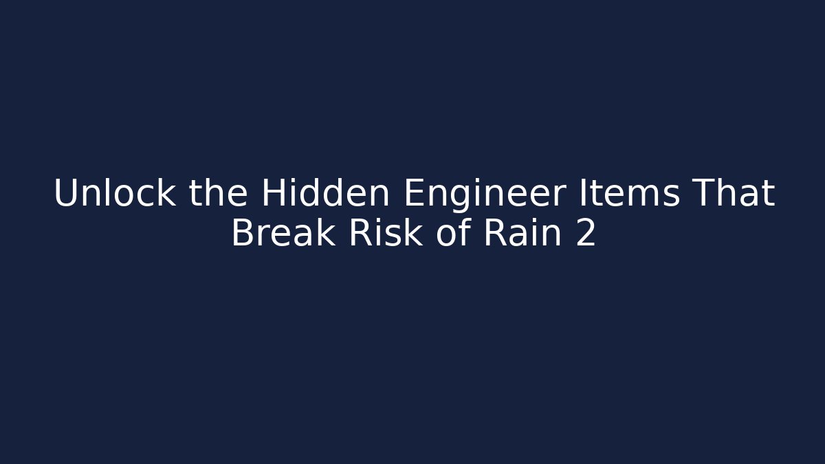 Unlock the Hidden Engineer Items That Break Risk of Rain 2