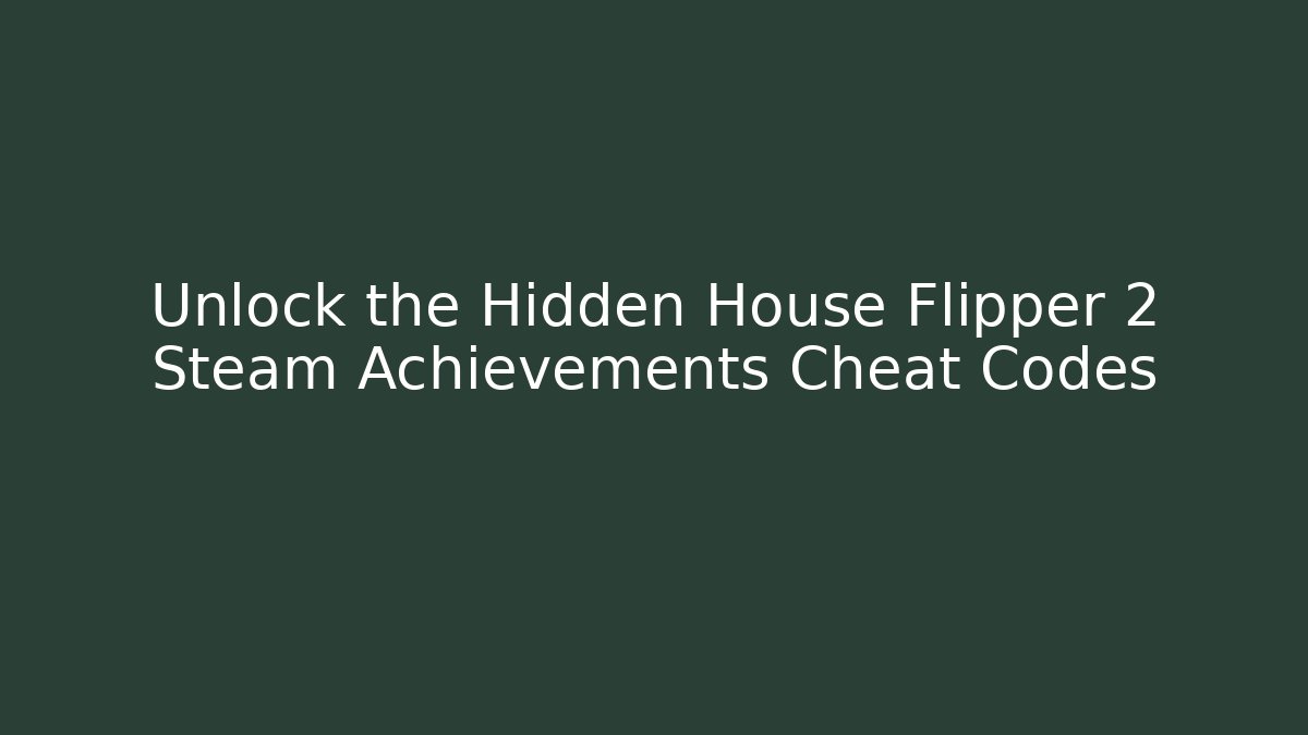 Unlock the Hidden House Flipper 2 Steam Achievements Cheat Codes - Critter Realm