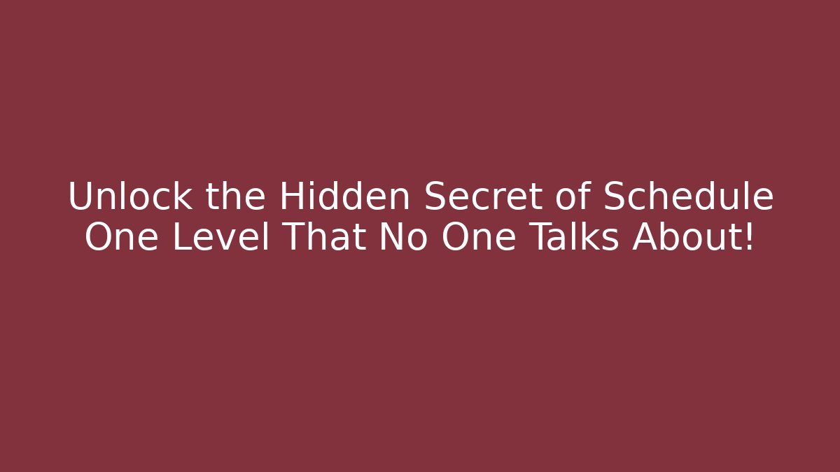 Unlock the Hidden Secret of Schedule One Level That No One Talks About!