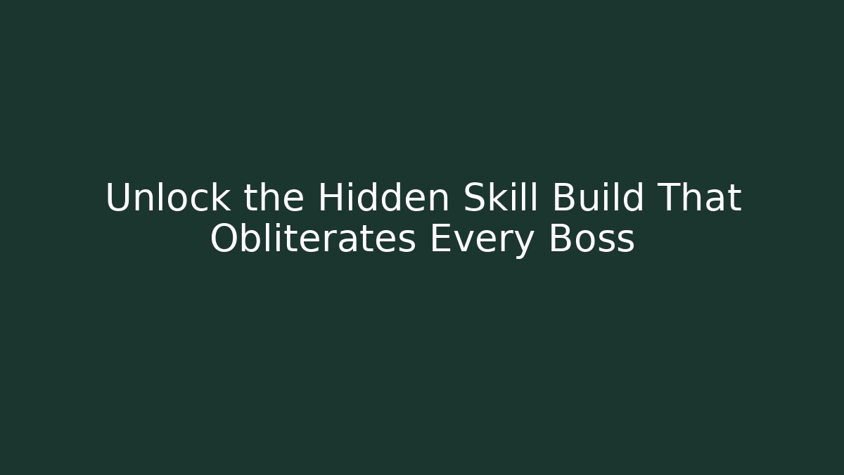 Unlock the Hidden Skill Build That Obliterates Every Boss - Critter Realm