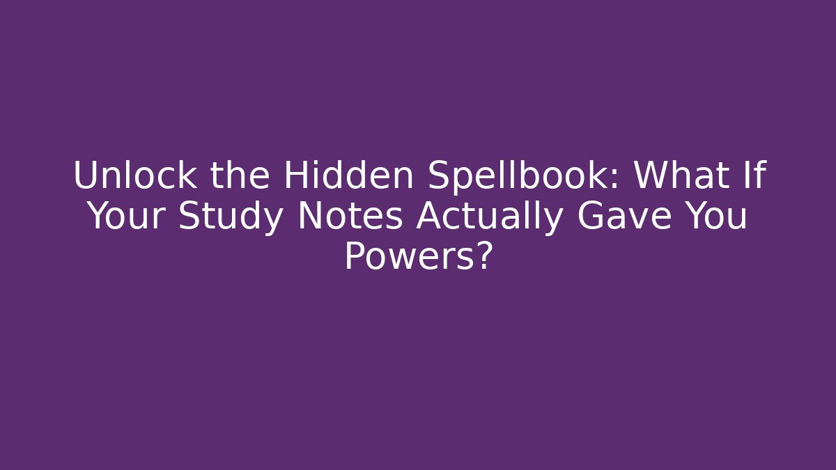 Unlock the Hidden Spellbook: What If Your Study Notes Actually Gave You Powers?