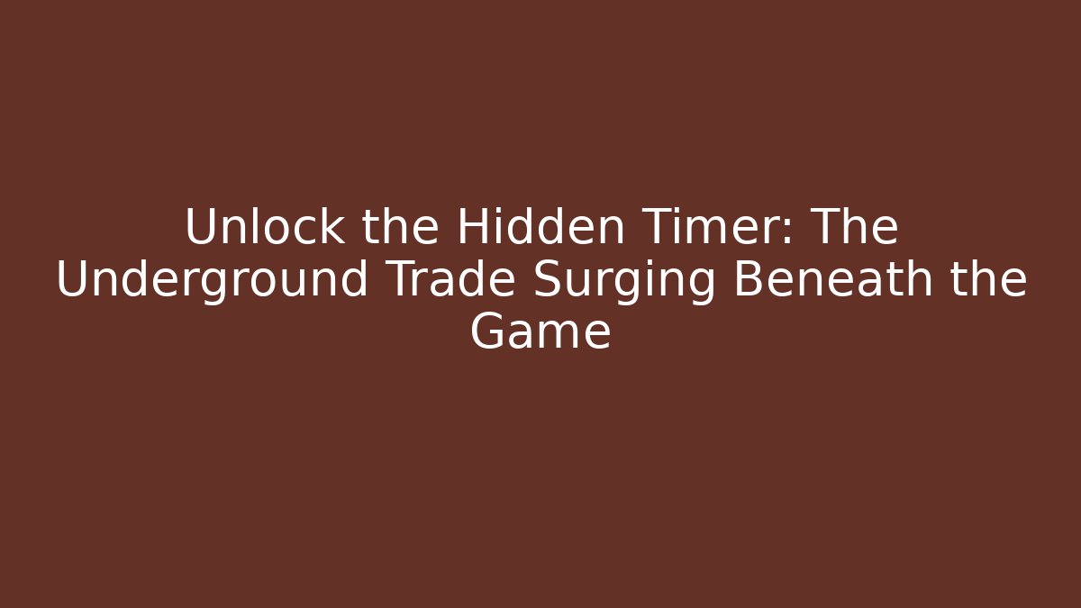 Unlock the Hidden Timer: The Underground Trade Surging Beneath the Game