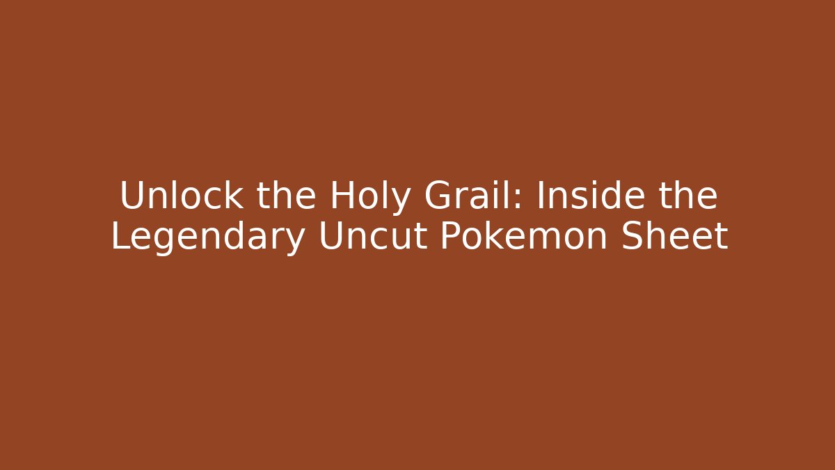 Unlock the Holy Grail: Inside the Legendary Uncut Pokemon Sheet