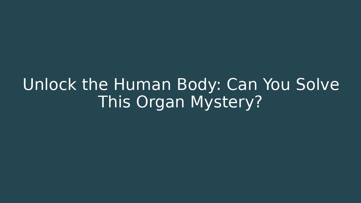 Unlock the Human Body: Can You Solve This Organ Mystery?