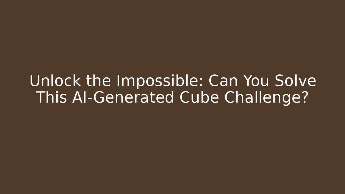 Unlock the Impossible: Can You Solve This AI-Generated Cube Challenge?