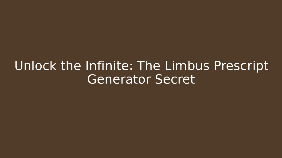 Unlock the Infinite: The Limbus Prescript Generator Secret