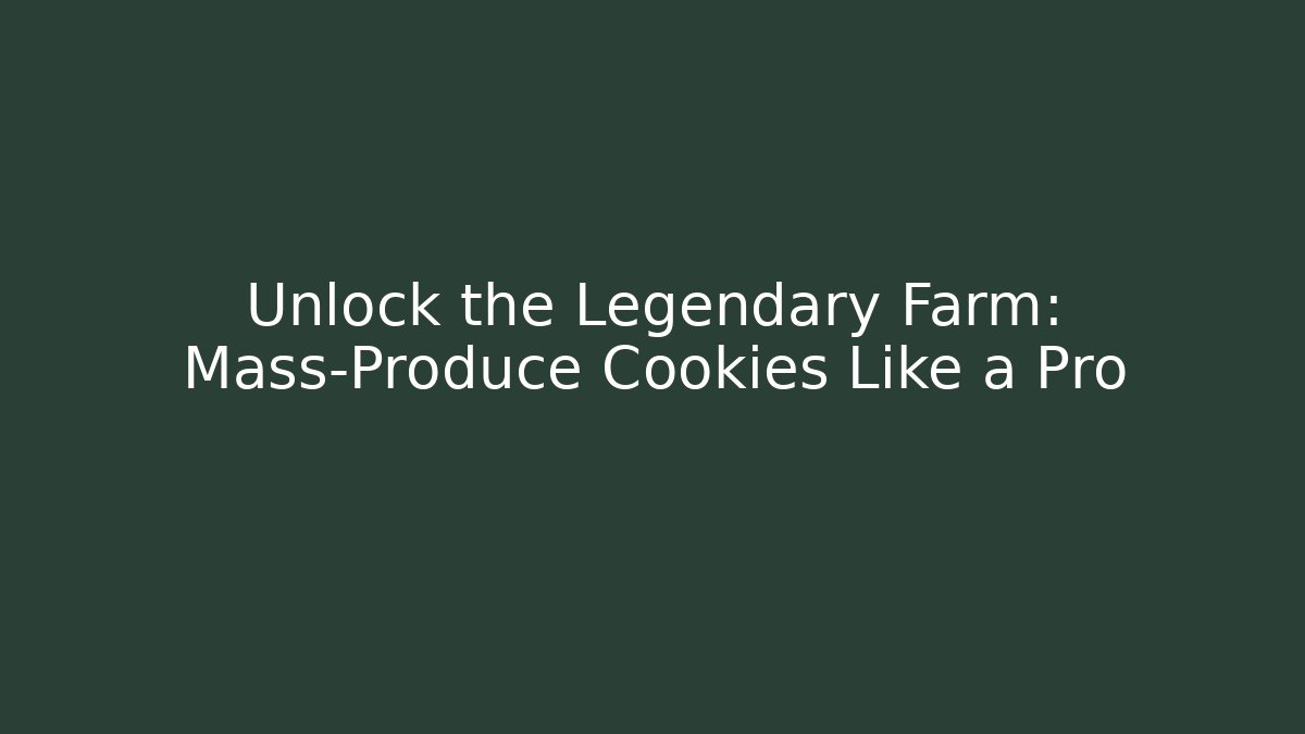 Unlock the Legendary Farm: Mass-Produce Cookies Like a Pro