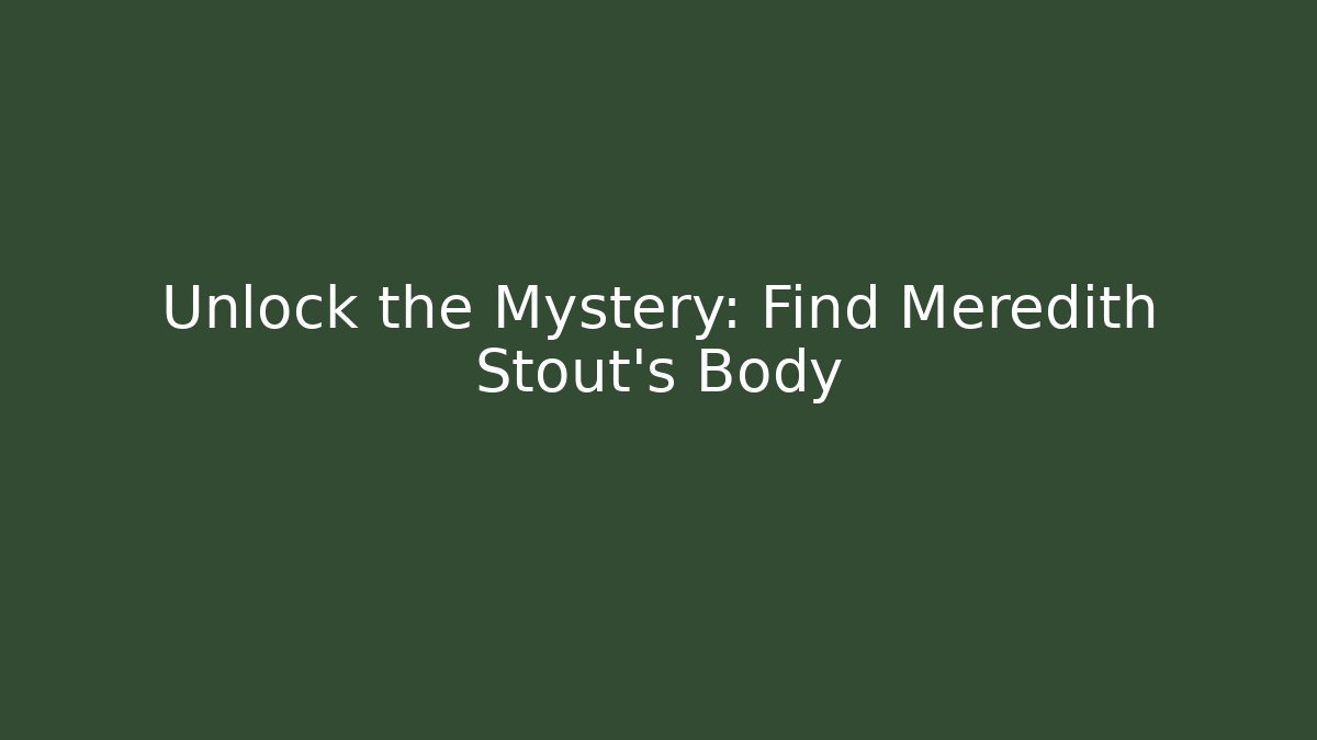 Unlock the Mystery: Find Meredith Stout's Body
