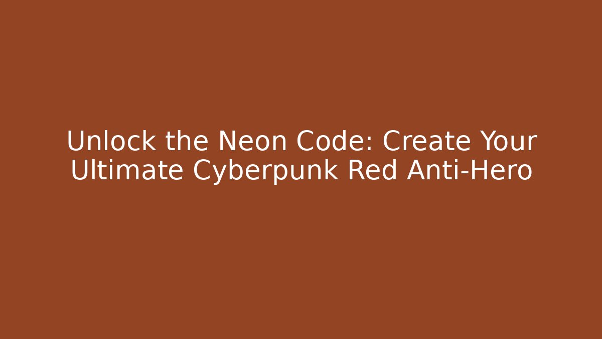 Unlock the Neon Code: Create Your Ultimate Cyberpunk Red Anti-Hero