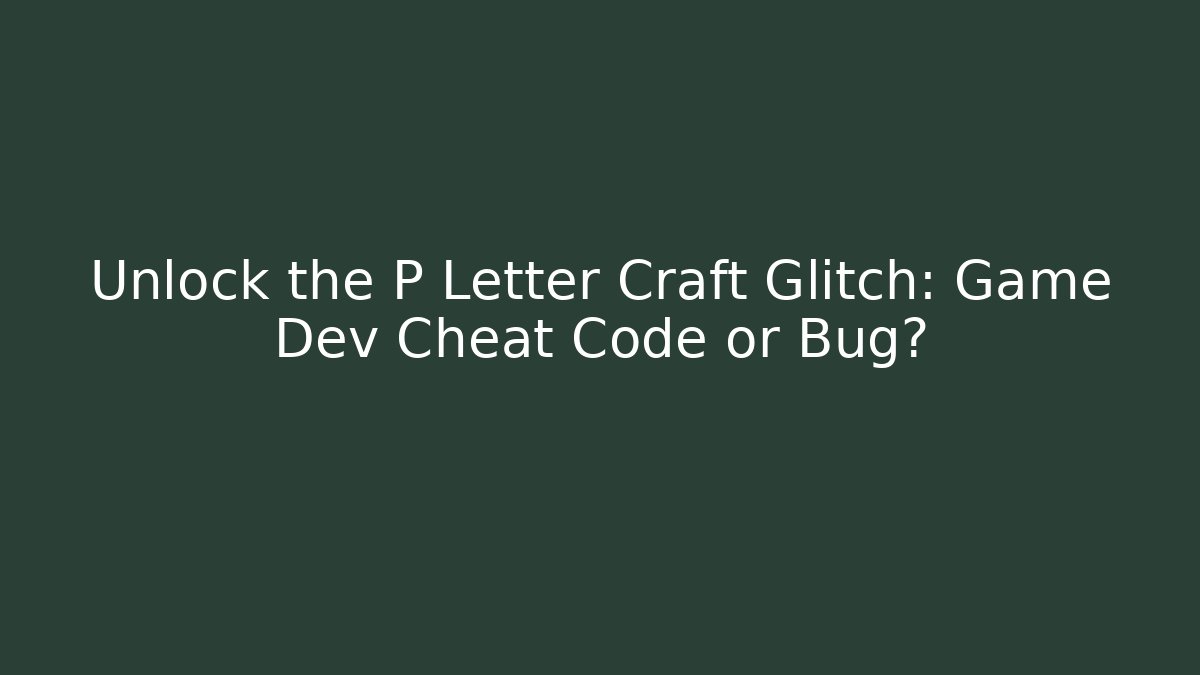 Unlock the P Letter Craft Glitch: Game Dev Cheat Code or Bug?