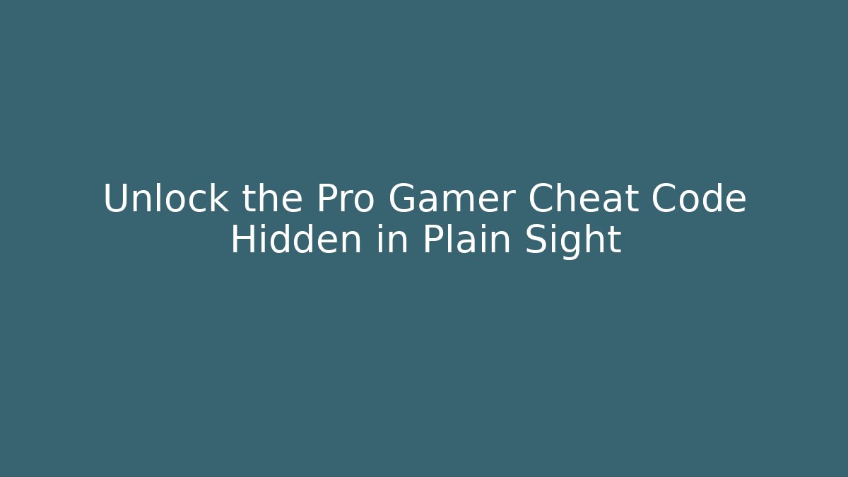 Unlock the Pro Gamer Cheat Code Hidden in Plain Sight - Critter Realm