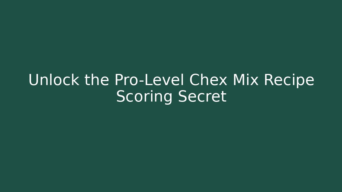 Unlock the Pro-Level Chex Mix Recipe Scoring Secret