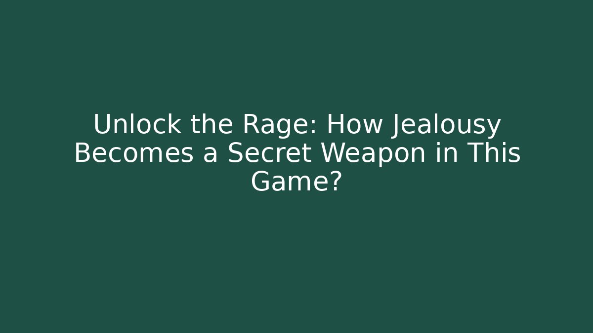 Unlock the Rage: How Jealousy Becomes a Secret Weapon in This Game?