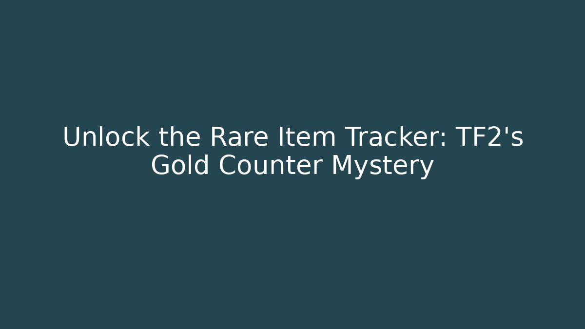 Unlock the Rare Item Tracker: TF2’s Gold Counter Mystery