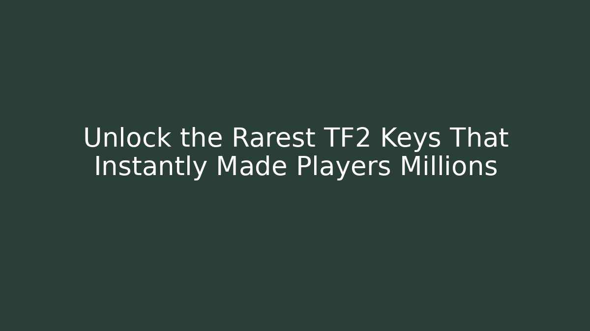 Unlock the Rarest TF2 Keys That Instantly Made Players Millions
