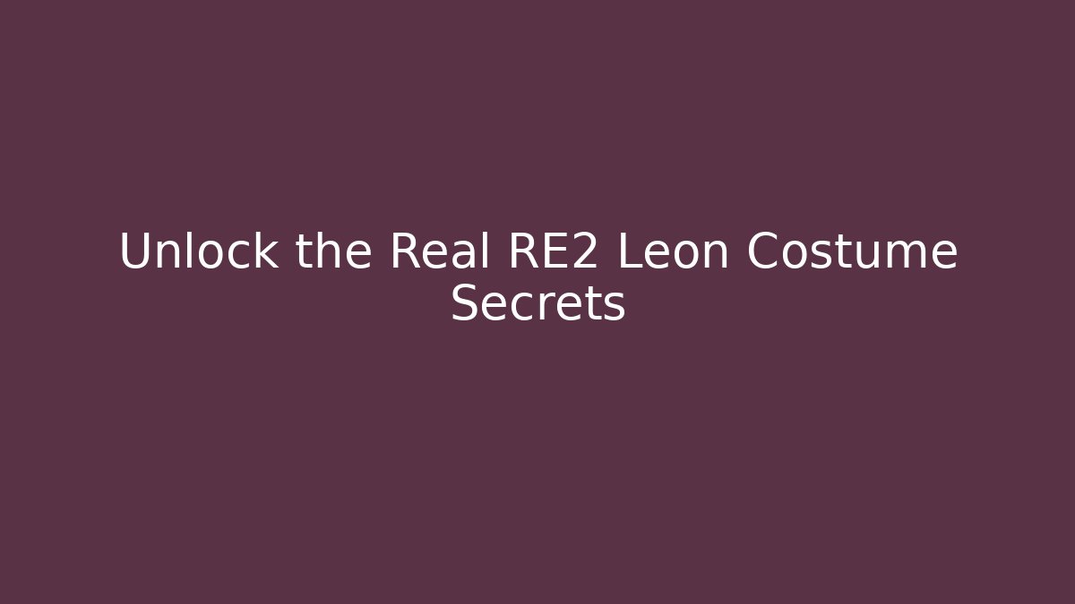 Unlock the Real RE2 Leon Costume Secrets