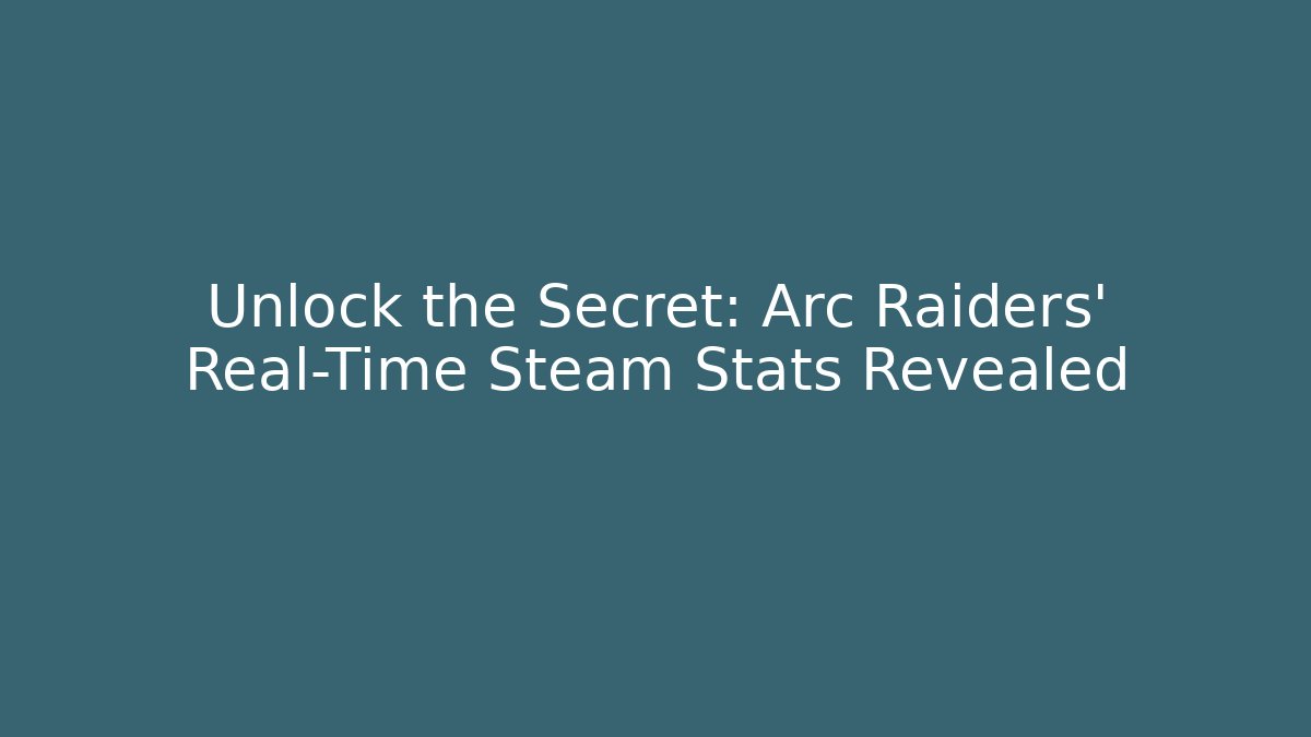 Unlock the Secret: Arc Raiders’ Real-Time Steam Stats Revealed