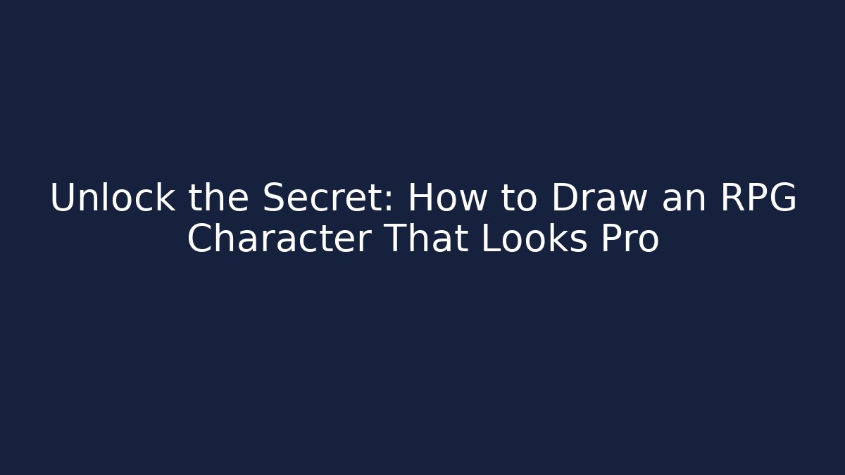 Unlock the Secret: How to Draw an RPG Character That Looks Pro