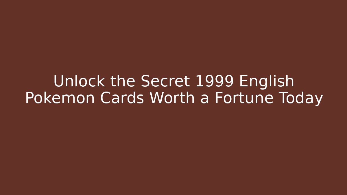 Unlock the Secret 1999 English Pokémon Cards Worth a Fortune Today