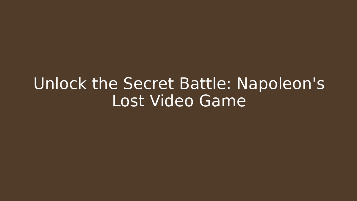 Unlock the Secret Battle: Napoleon's Lost Video Game