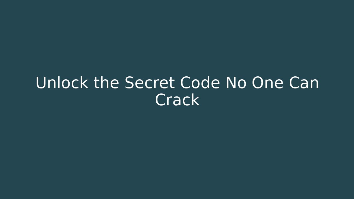 Unlock the Secret Code No One Can Crack - Critter Realm