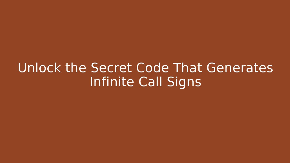 Unlock the Secret Code That Generates Infinite Call Signs