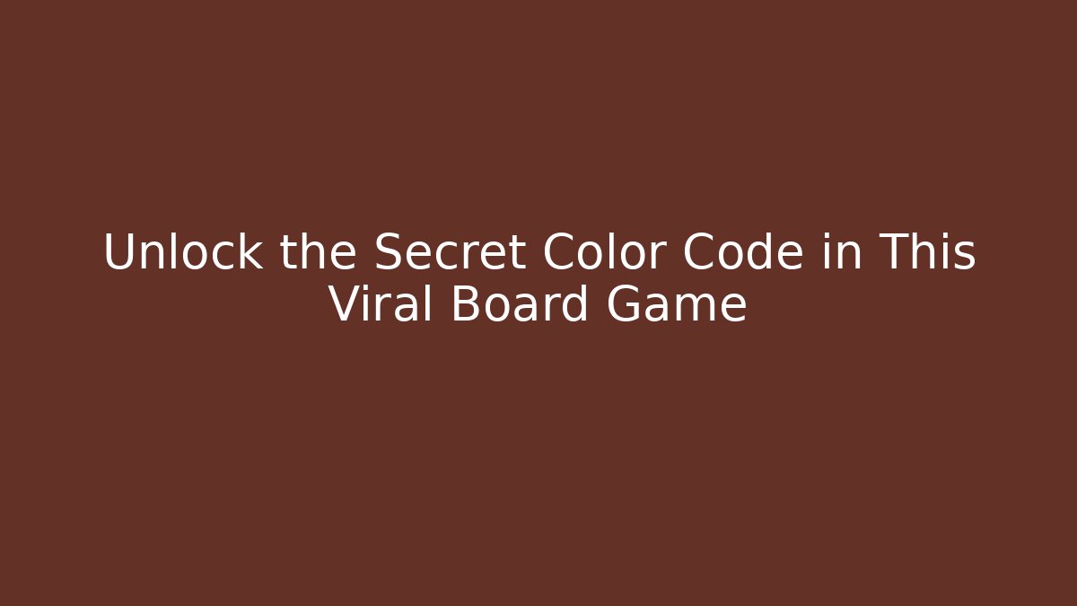 Unlock the Secret Color Code in This Viral Board Game