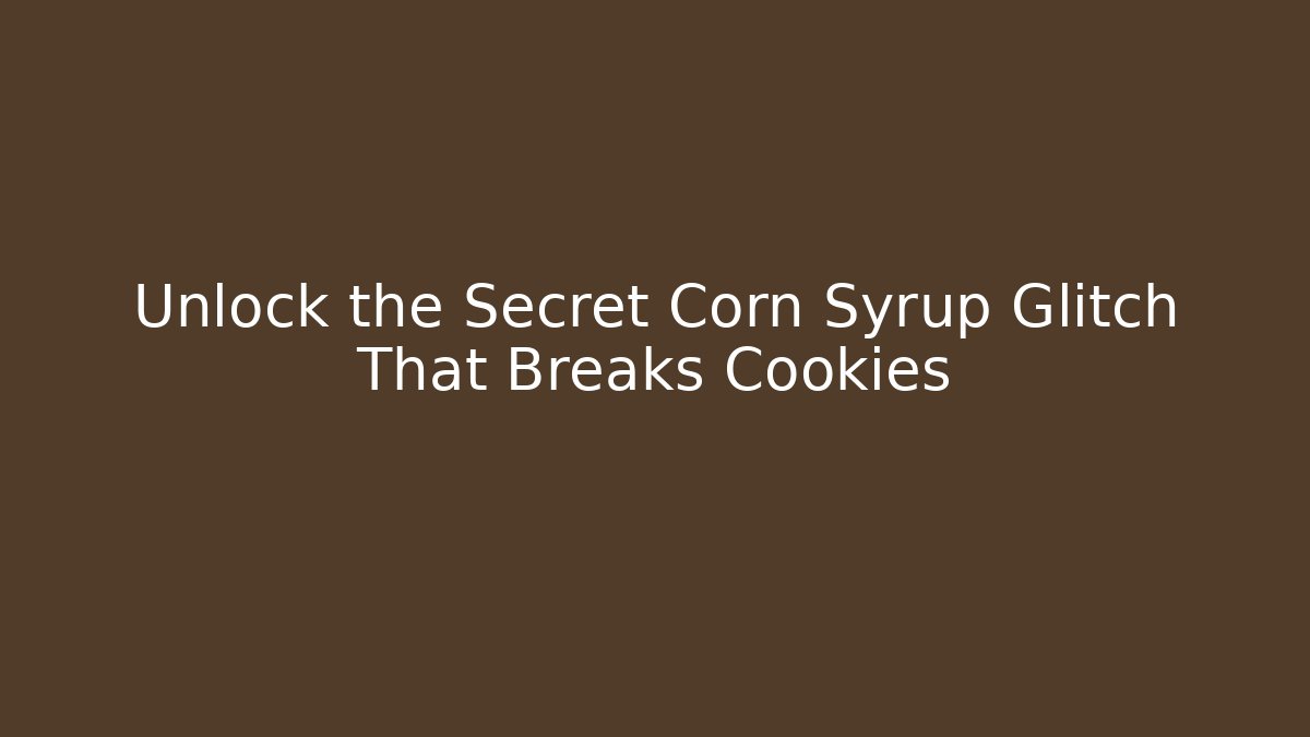 Unlock the Secret Corn Syrup Glitch That Breaks Cookies