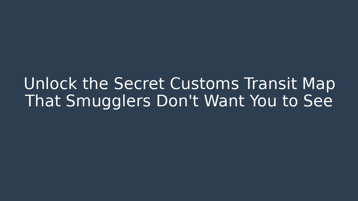 Unlock the Secret Customs Transit Map That Smugglers Don't Want You to See