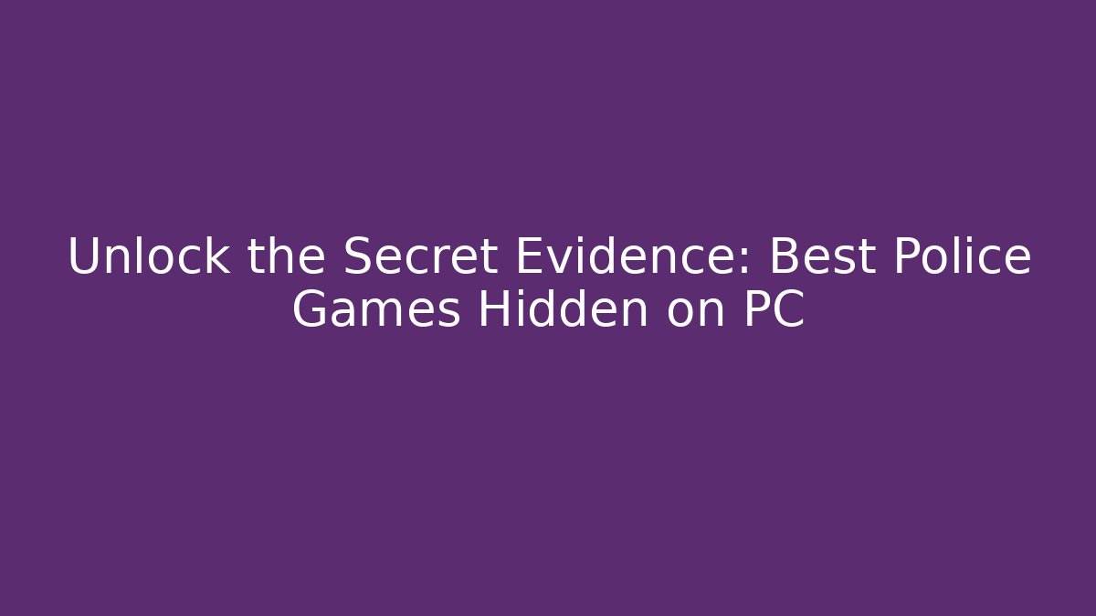 Unlock the Secret Evidence: Best Police Games Hidden on PC