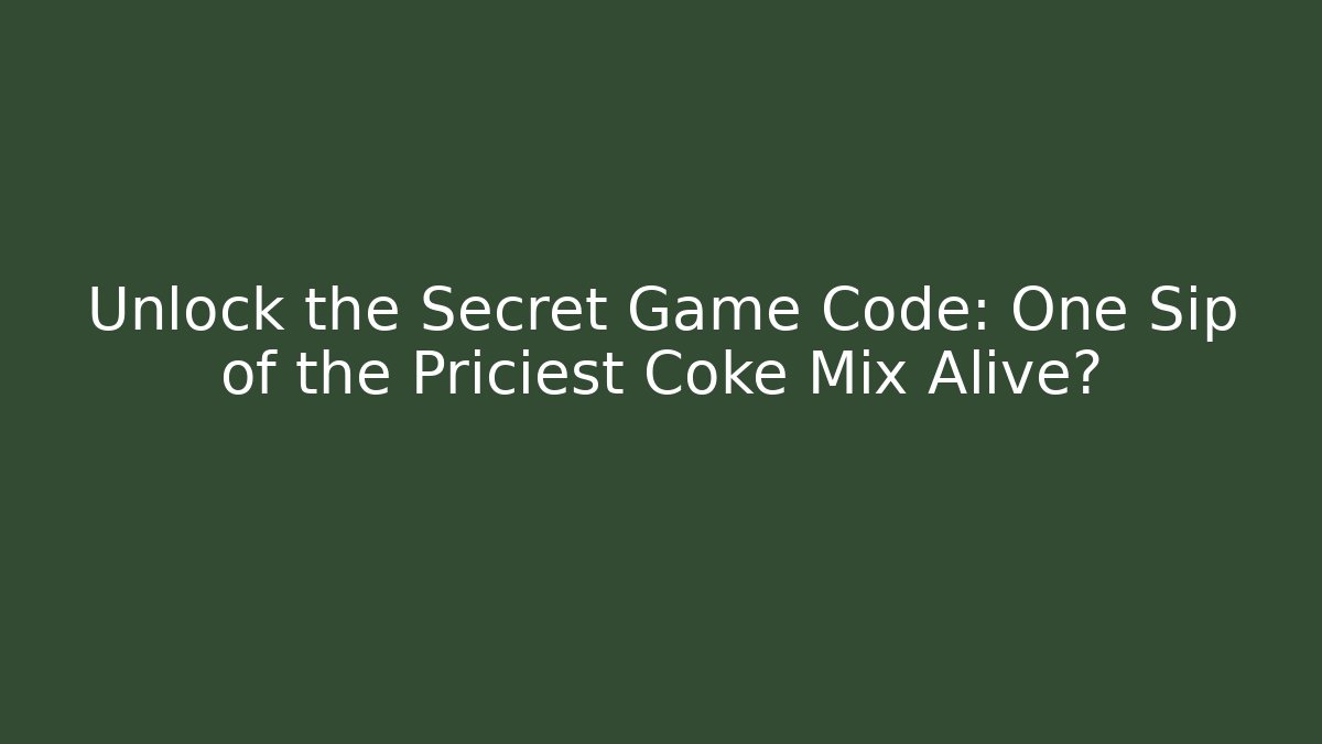 Unlock the Secret Game Code: One Sip of the Priciest Coke Mix Alive?