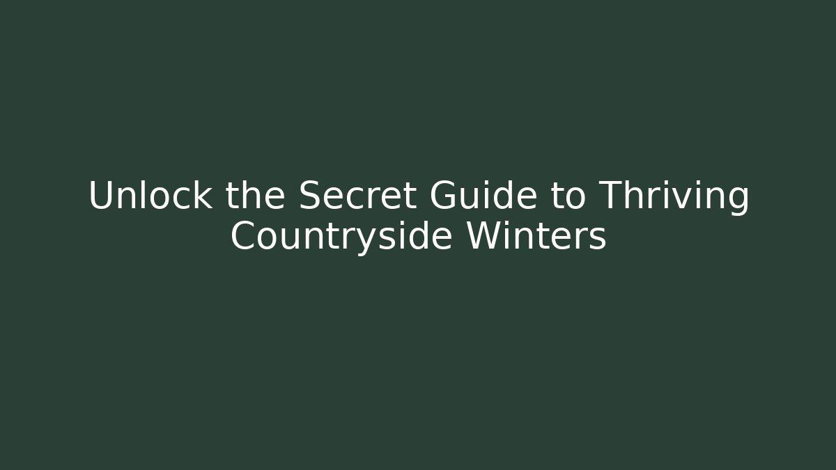 Unlock the Secret Guide to Thriving Countryside Winters