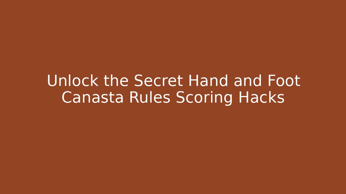 Unlock the Secret Hand and Foot Canasta Rules Scoring Hacks