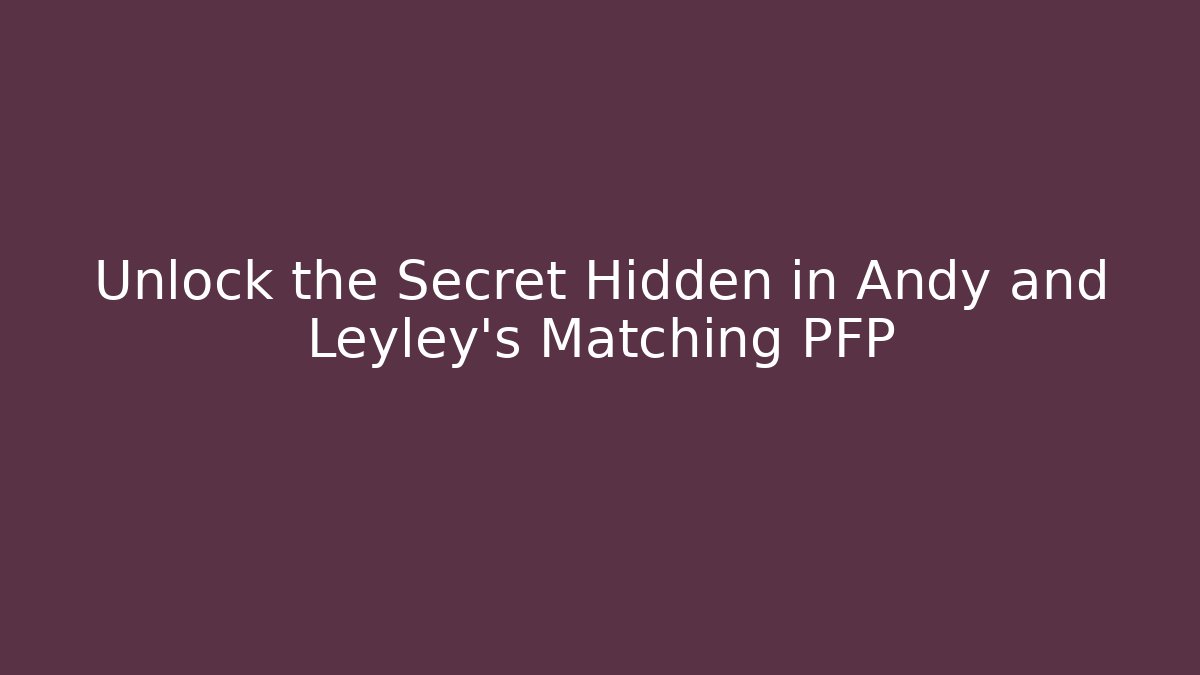 Unlock the Secret Hidden in Andy and Leyley's Matching PFP
