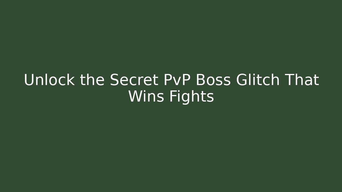 Unlock the Secret PvP Boss Glitch That Wins Fights - Critter Realm