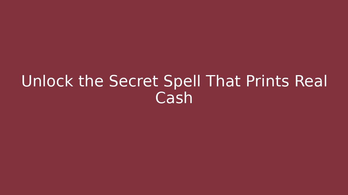 Unlock the Secret Spell That Prints Real Cash