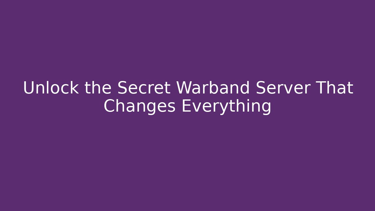 Unlock the Secret Warband Server That Changes Everything - Critter Realm