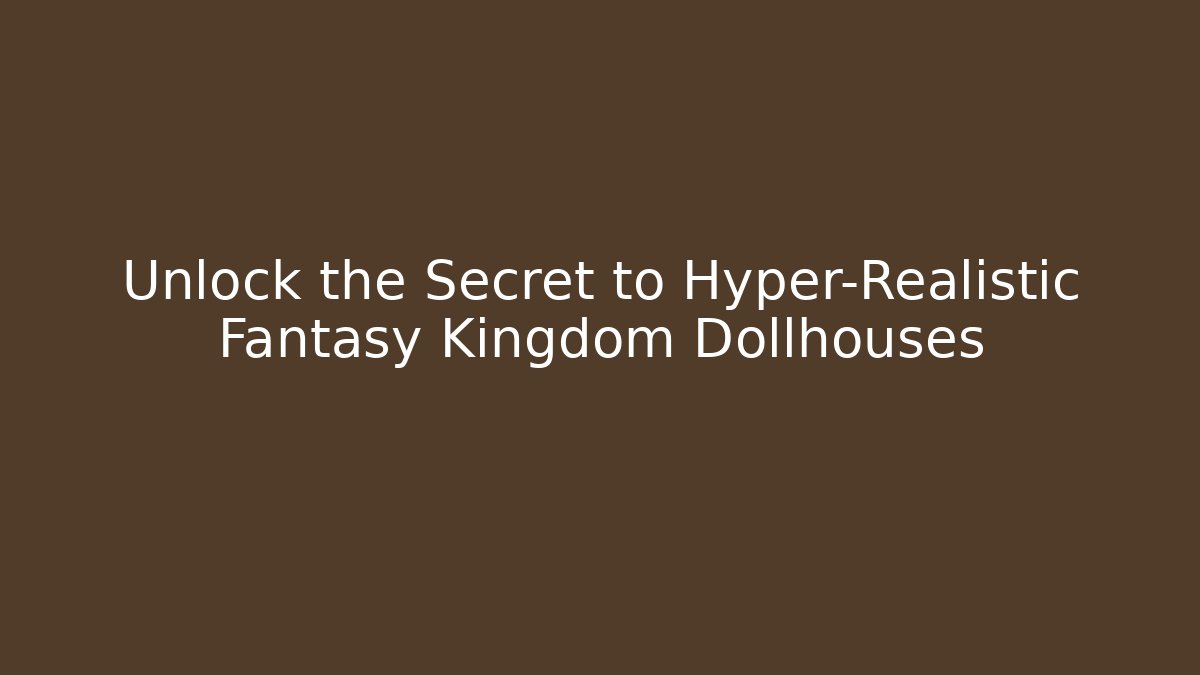 Unlock the Secret to Hyper-Realistic Fantasy Kingdom Dollhouses